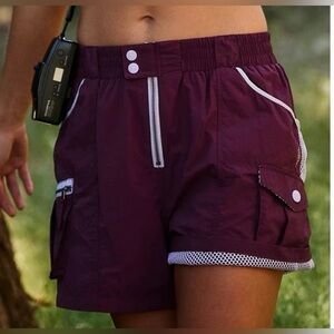 NWT! Free People FP Movement Morning Meadow Shorts Black Cherry Outdoors Small